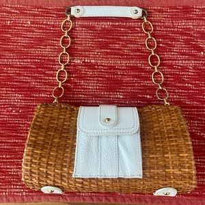 Vintage wicker and leather purse